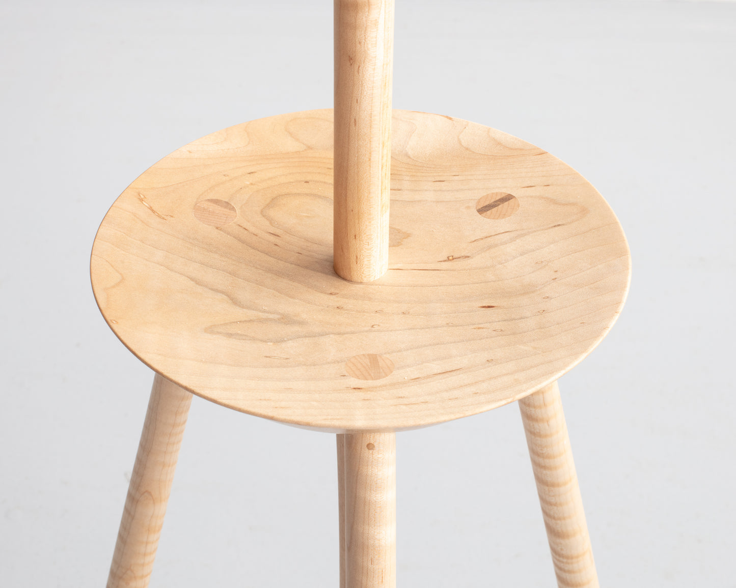 TRIPOD LAMP - TURNED NATURAL TIGER MAPLE, SCRATCH MADE PLUG