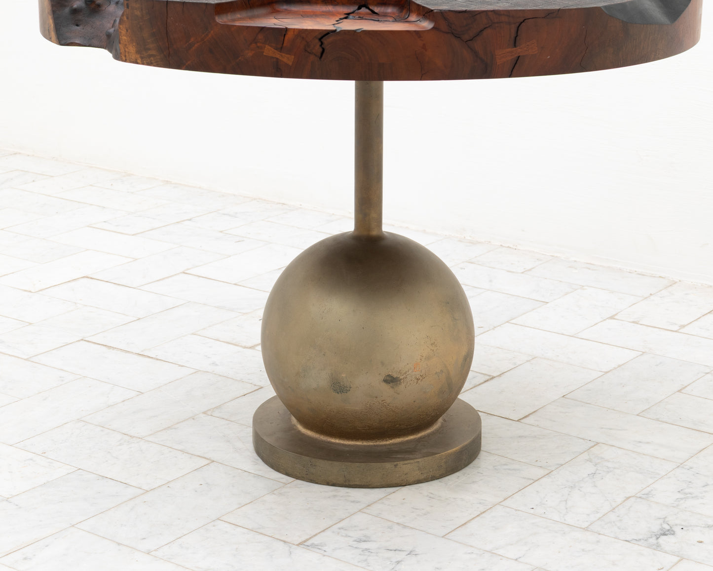 JUMBO CANNON SLAB SIDE TABLE - 39" DIAMETER, WEATHERED CLARO WALNUT