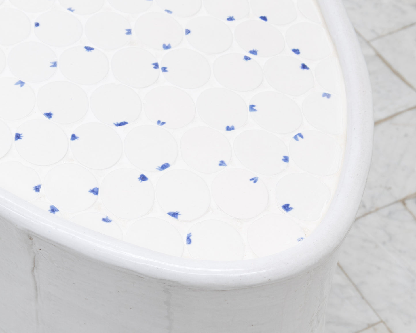 DALE BLONE SIDE TABLE - 21" H, HAND-PAINTED CERAMIC, HAND MADE TILE