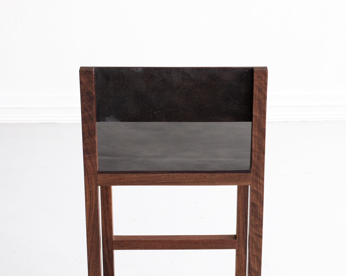 SQUARE GUEST BAR STOOL - BLACK WALNUT, DARK MULLED LEATHER