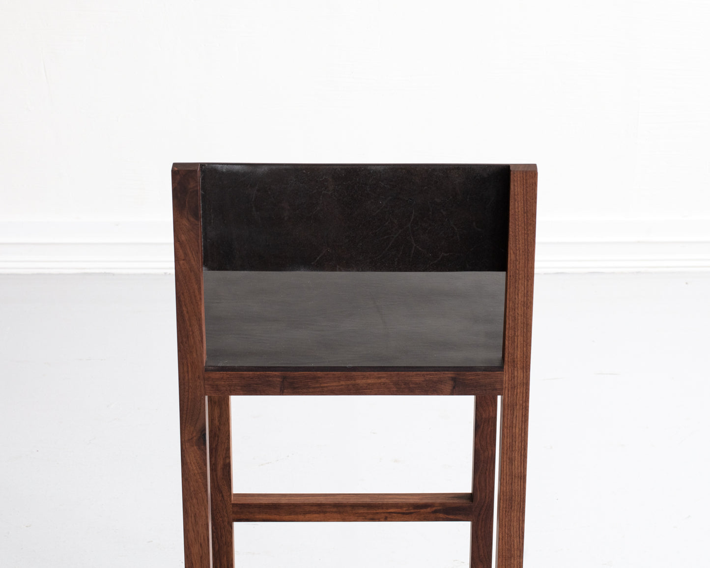 SQUARE GUEST BAR STOOL - BLACK WALNUT, DARK MULLED LEATHER