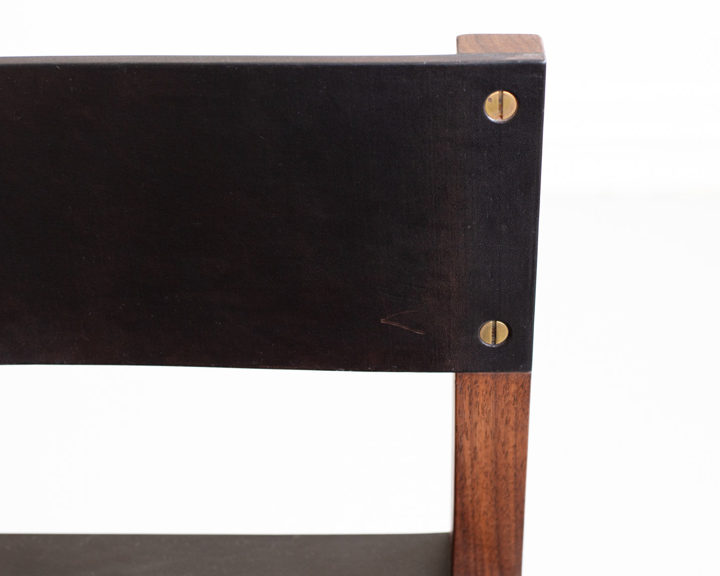 SQUARE GUEST BAR STOOL - BLACK WALNUT, DARK MULLED LEATHER