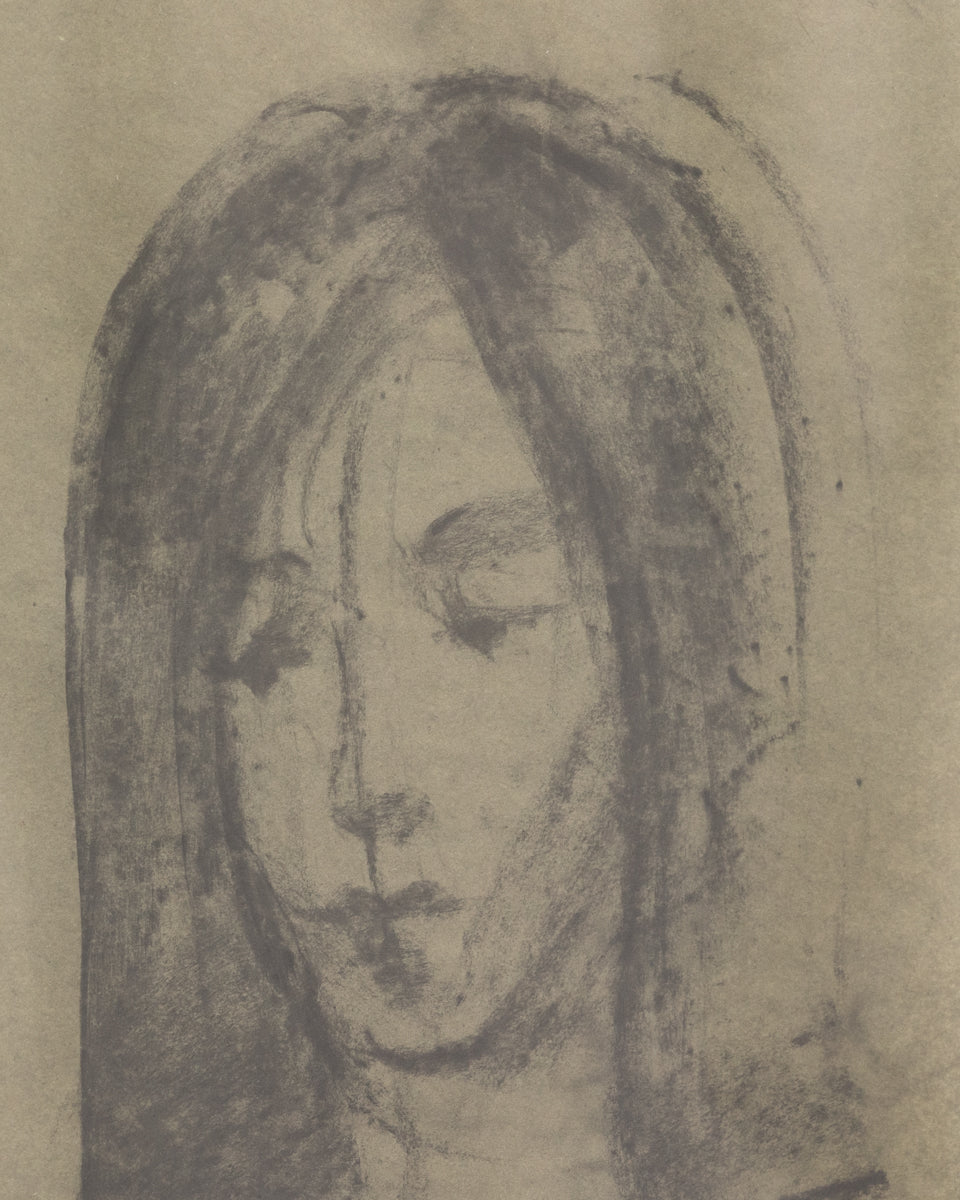BDDW FINE ART DEPT CHARCOAL SKETCH - 19" H X 13.5" W