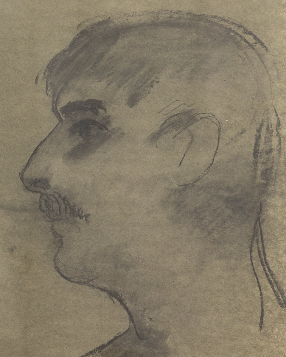 BDDW FINE ART DEPT CHARCOAL SKETCH - 19" H X 13.5" W