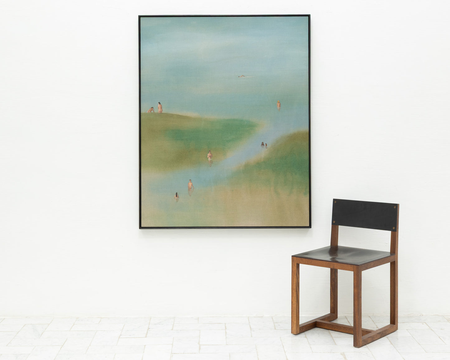 ACRYLIC ON LINEN PAINTING - DISTANT BATHERS #107 - 42" W X 52" H