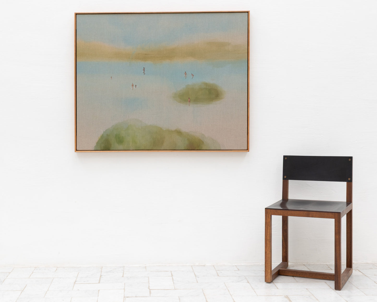ACRYLIC ON LINEN PAINTING - DISTANT BATHERS #104 - 46" W X 36" H