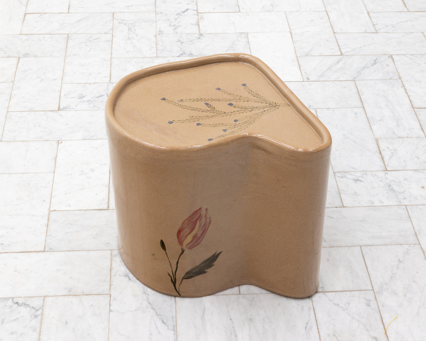 DALE BLONE SIDE TABLE - 16" H, HAND-PAINTED CERAMIC