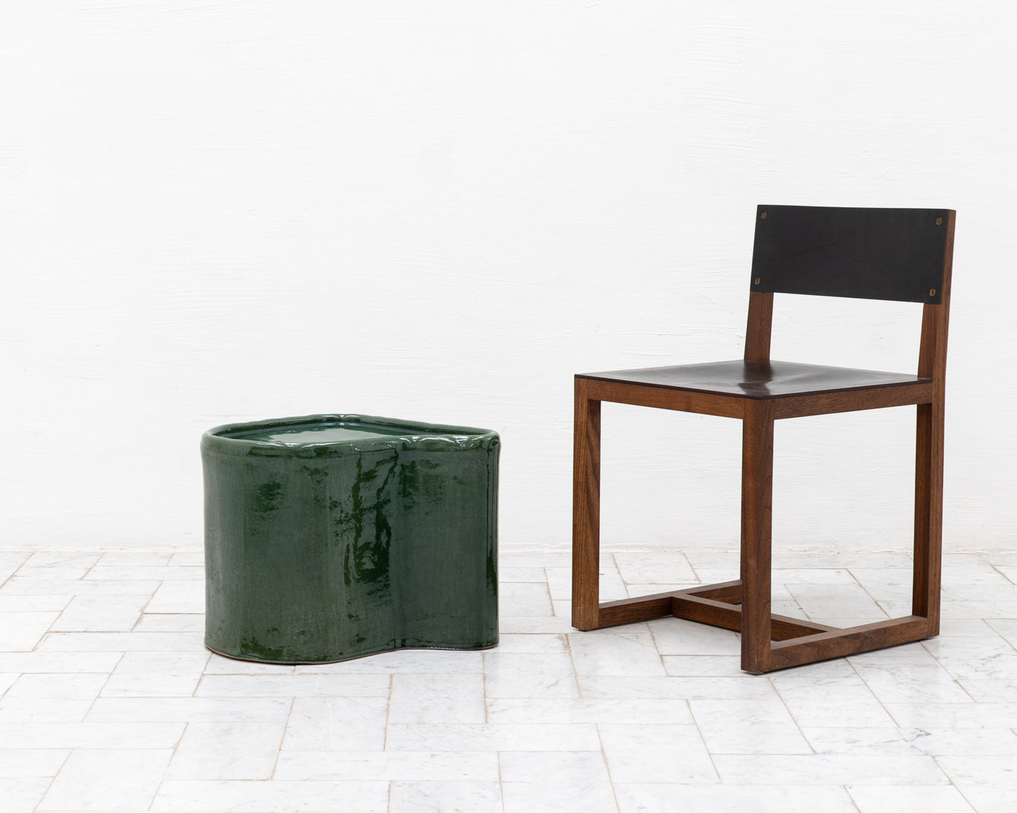 DALE BLONE SIDE TABLE - 15" H, HAND-PAINTED CERAMIC