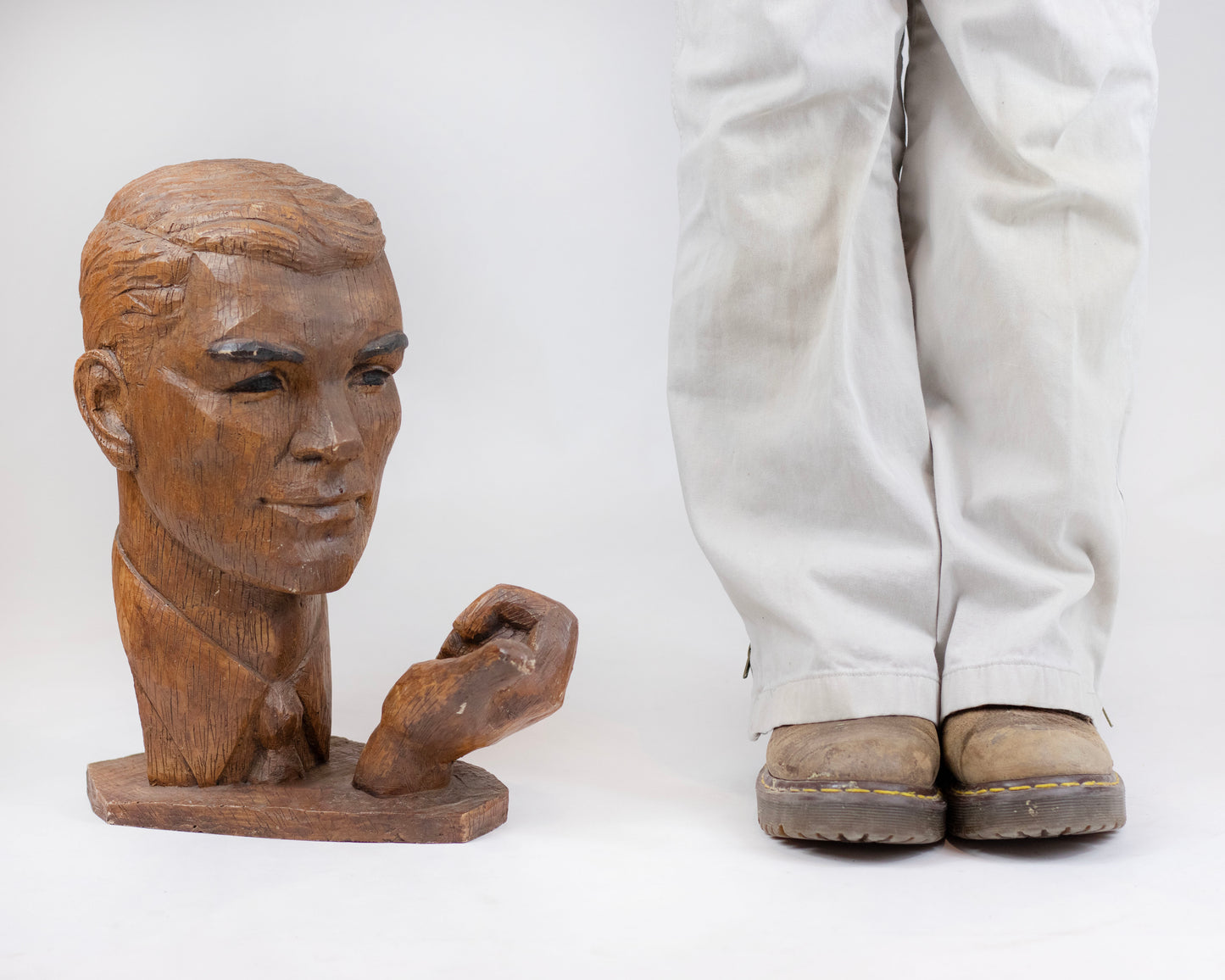 VINTAGE LIFE-SIZE SCULPTURAL MALE HEAD