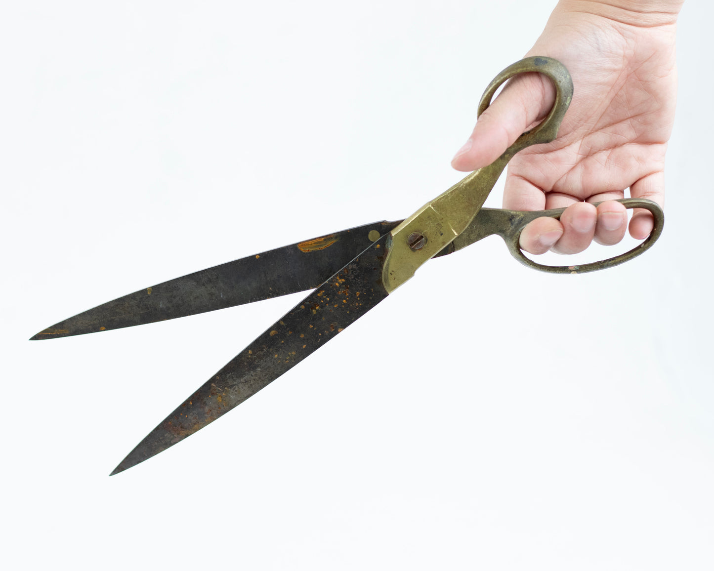 VINTAGE I.P. HYDE 12" BRASS-HANDLED SHEARS