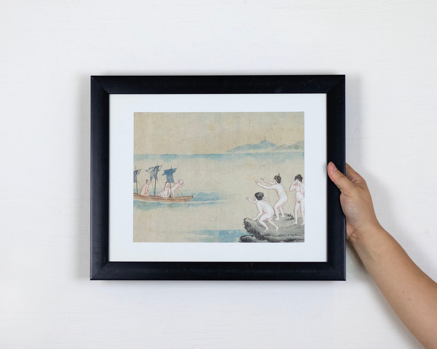 ANTIQUE SET OF THREE JAPANESE SHUNGA (EROTIC) WATERCOLOR PAINTINGS