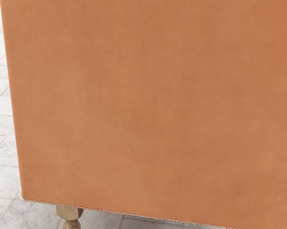CAPTAIN'S CREDENZA - 78" L, NUDE LEATHER, NATURAL BRONZE HARDWARE