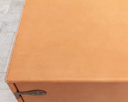 CAPTAIN'S CREDENZA - 78" L, NUDE LEATHER, NATURAL BRONZE HARDWARE