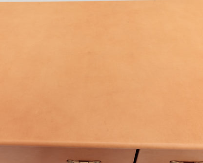 CAPTAIN'S CREDENZA - 78" L, NUDE LEATHER, NATURAL BRONZE HARDWARE