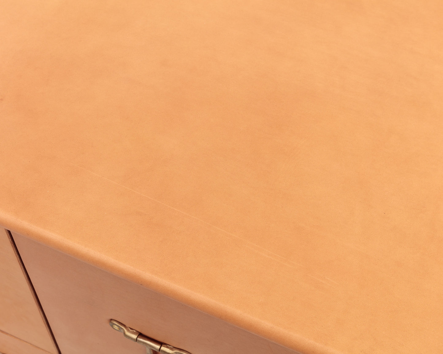 CAPTAIN'S CREDENZA - 78" L, NUDE LEATHER, NATURAL BRONZE HARDWARE
