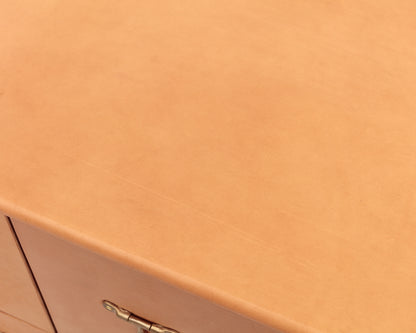 CAPTAIN'S CREDENZA - 78" L, NUDE LEATHER, NATURAL BRONZE HARDWARE