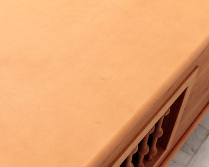 CAPTAIN'S CREDENZA - 78" L, NUDE LEATHER, NATURAL BRONZE HARDWARE