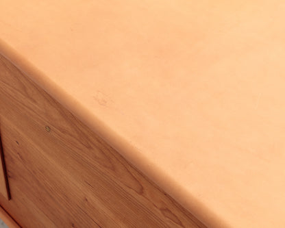 CAPTAIN'S CREDENZA - 78" L, NUDE LEATHER, NATURAL BRONZE HARDWARE