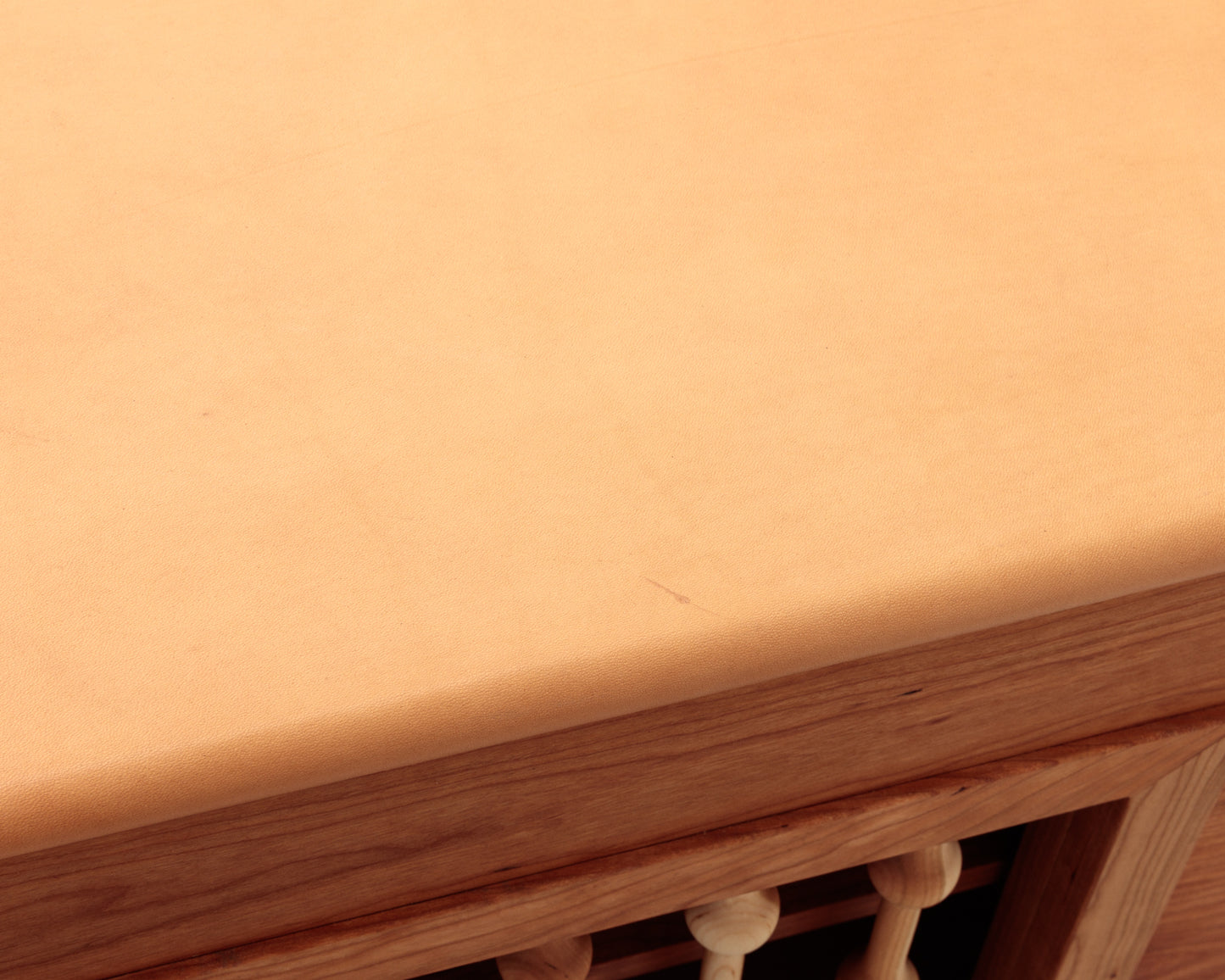 CAPTAIN'S CREDENZA - 78" L, NUDE LEATHER, NATURAL BRONZE HARDWARE
