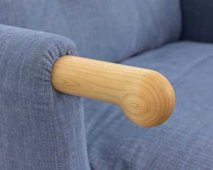 MABEL CLUB CHAIR - BDDW FABRIC #206, NATURAL MAPLE ARMS AND FEET