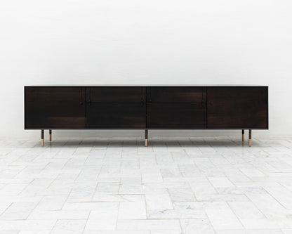 LAKE MID CREDENZA - 95" L, EBONIZED WALNUT EXTERIOR, EBONIZED WALNUT FACES
