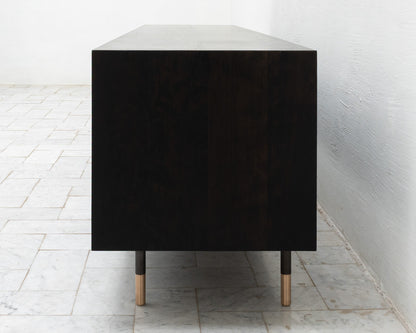 LAKE MID CREDENZA - 95" L, EBONIZED WALNUT EXTERIOR, EBONIZED WALNUT FACES