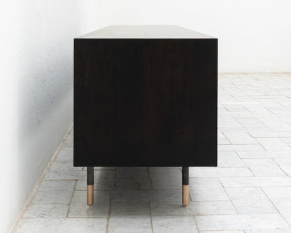 LAKE MID CREDENZA - 95" L, EBONIZED WALNUT EXTERIOR, EBONIZED WALNUT FACES