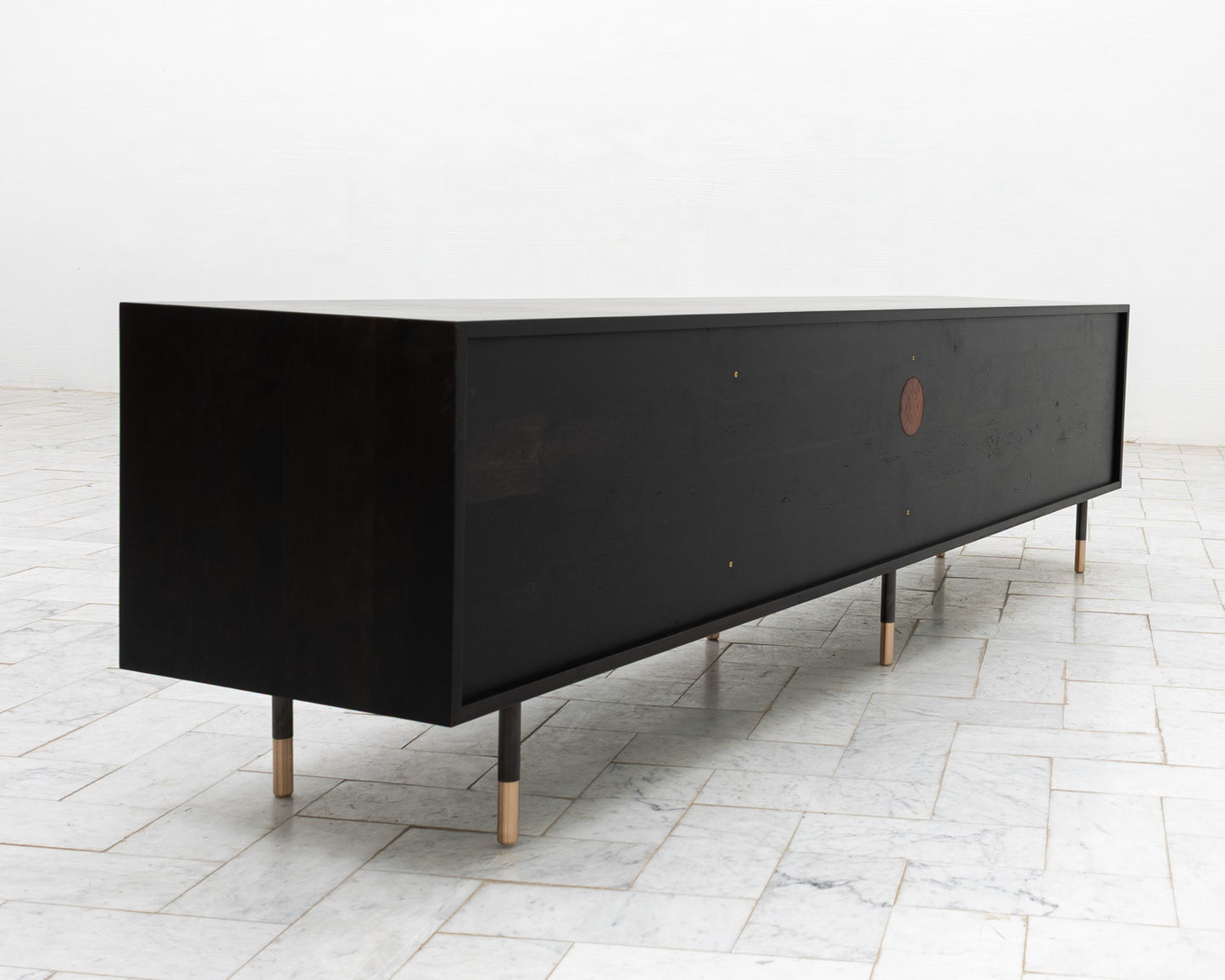 LAKE MID CREDENZA - 95" L, EBONIZED WALNUT EXTERIOR, EBONIZED WALNUT FACES