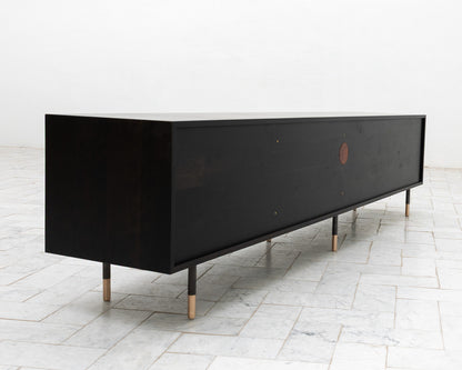 LAKE MID CREDENZA - 95" L, EBONIZED WALNUT EXTERIOR, EBONIZED WALNUT FACES