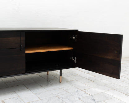 LAKE MID CREDENZA - 95" L, EBONIZED WALNUT EXTERIOR, EBONIZED WALNUT FACES