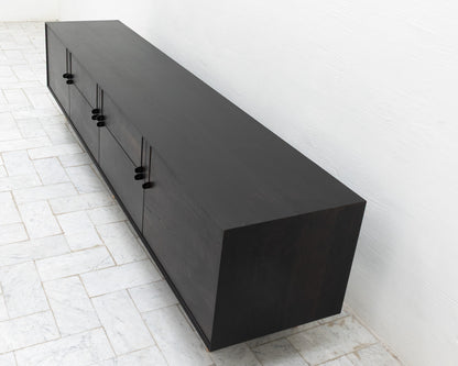 LAKE MID CREDENZA - 95" L, EBONIZED WALNUT EXTERIOR, EBONIZED WALNUT FACES
