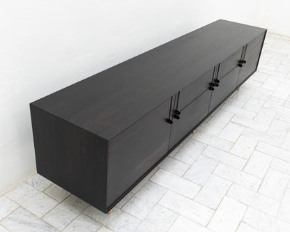 LAKE MID CREDENZA - 95" L, EBONIZED WALNUT EXTERIOR, EBONIZED WALNUT FACES