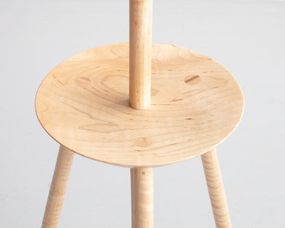 TRIPOD LAMP - TURNED NATURAL TIGER MAPLE, SCRATCH MADE PLUG