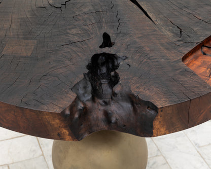 JUMBO CANNON SLAB SIDE TABLE - 39" DIAMETER, WEATHERED CLARO WALNUT