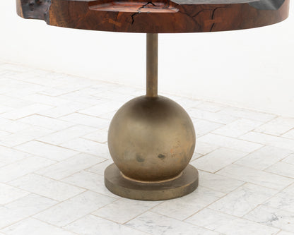JUMBO CANNON SLAB SIDE TABLE - 39" DIAMETER, WEATHERED CLARO WALNUT