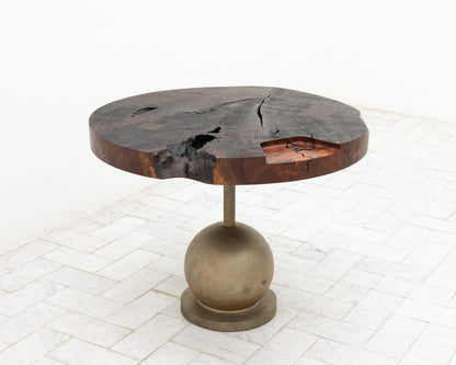JUMBO CANNON SLAB SIDE TABLE - 39" DIAMETER, WEATHERED CLARO WALNUT