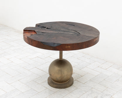 JUMBO CANNON SLAB SIDE TABLE - 39" DIAMETER, WEATHERED CLARO WALNUT