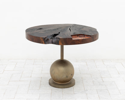 JUMBO CANNON SLAB SIDE TABLE - 39" DIAMETER, WEATHERED CLARO WALNUT