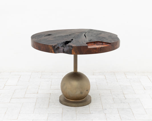 JUMBO CANNON SLAB SIDE TABLE - 39" DIAMETER, WEATHERED CLARO WALNUT