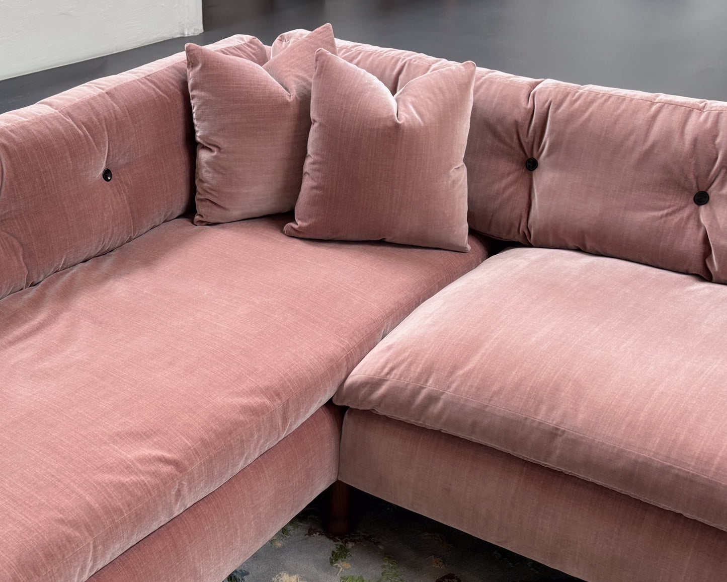 MABEL SECTIONAL SOFA - 10' X 6', BDDW FABRIC #046, CLARO WALNUT ARMS AND FEET