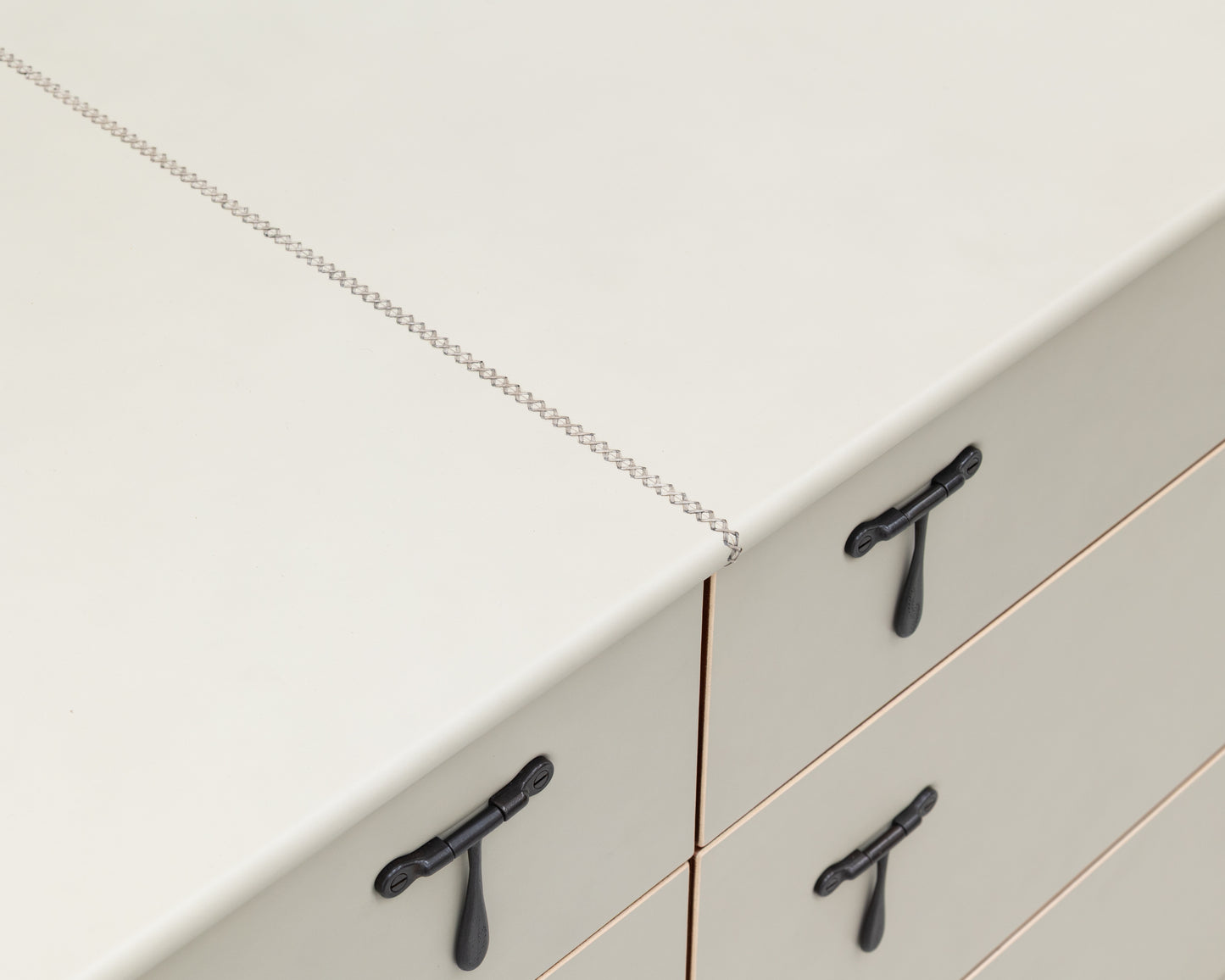 CAPTAIN'S BUREAU - 95" L, PARCHMENT LEATHER, BLACKENED BRONZE HARDWARE