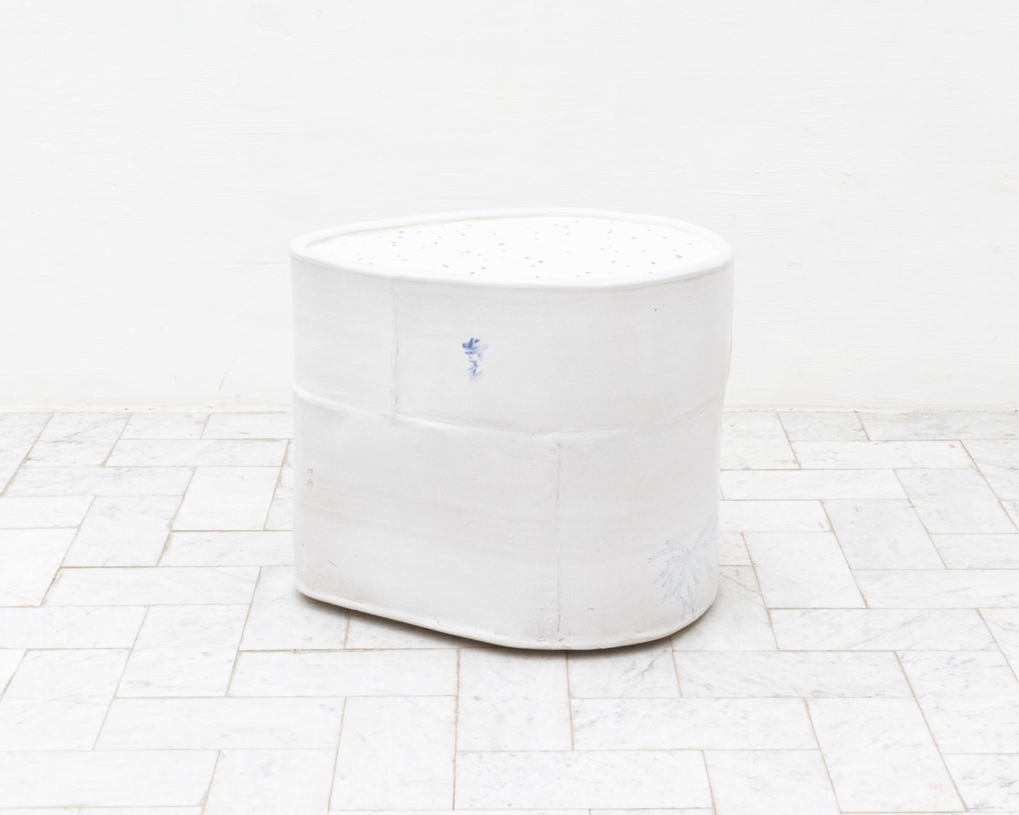 DALE BLONE SIDE TABLE - 21" H, HAND-PAINTED CERAMIC, HAND MADE TILE