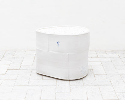 DALE BLONE SIDE TABLE - 21" H, HAND-PAINTED CERAMIC, HAND MADE TILE