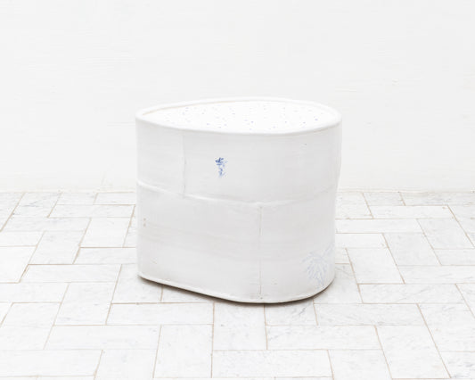 DALE BLONE SIDE TABLE - 21" H, HAND-PAINTED CERAMIC, HAND MADE TILE