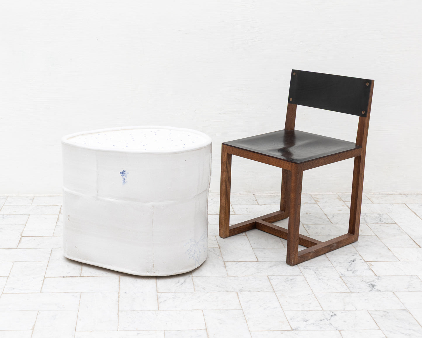 DALE BLONE SIDE TABLE - 21" H, HAND-PAINTED CERAMIC, HAND MADE TILE
