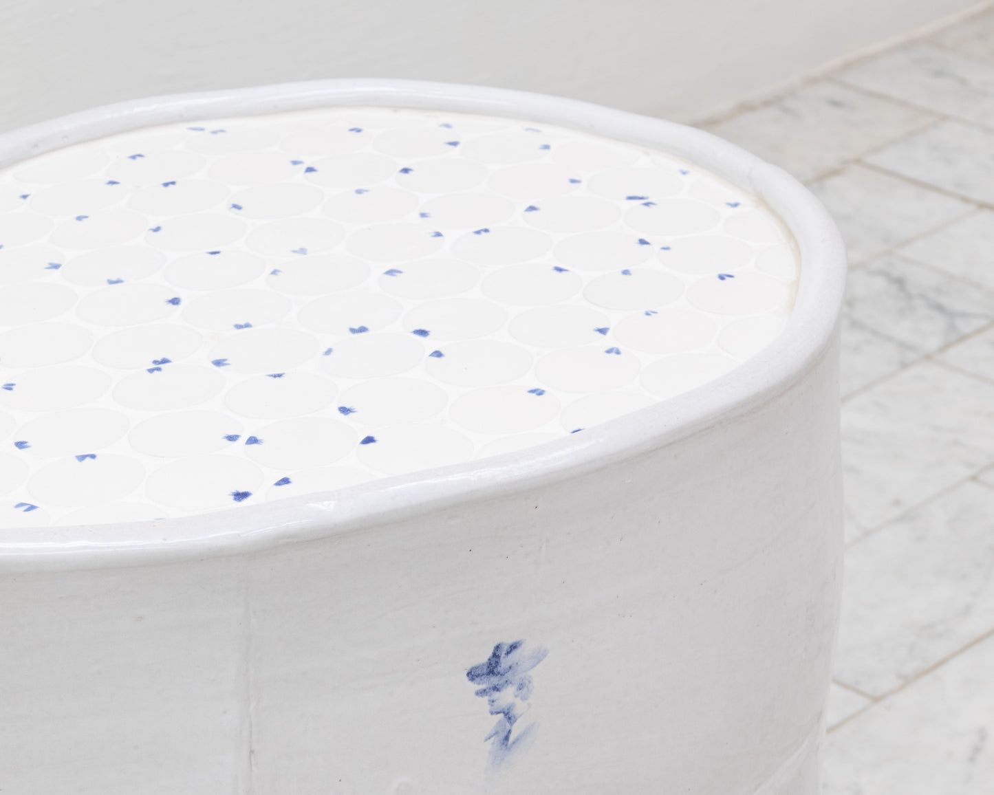 DALE BLONE SIDE TABLE - 21" H, HAND-PAINTED CERAMIC, HAND MADE TILE