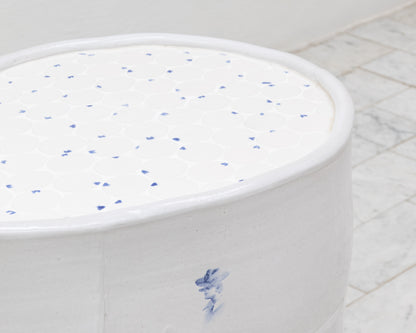 DALE BLONE SIDE TABLE - 21" H, HAND-PAINTED CERAMIC, HAND MADE TILE