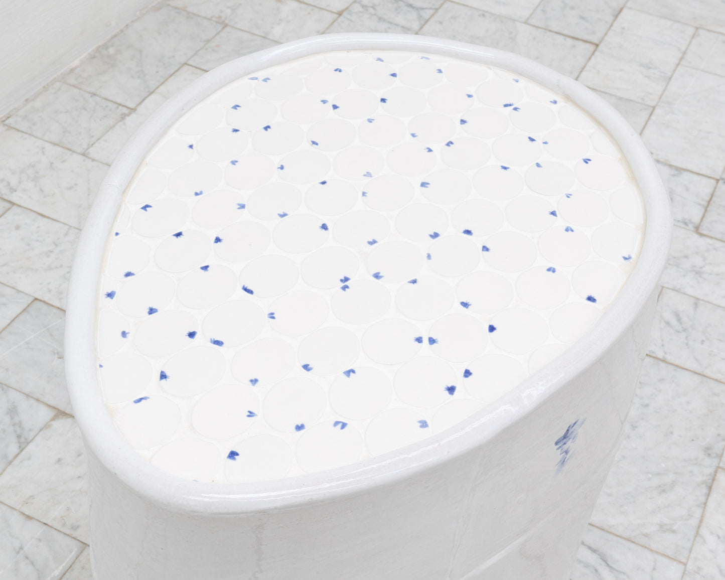 DALE BLONE SIDE TABLE - 21" H, HAND-PAINTED CERAMIC, HAND MADE TILE