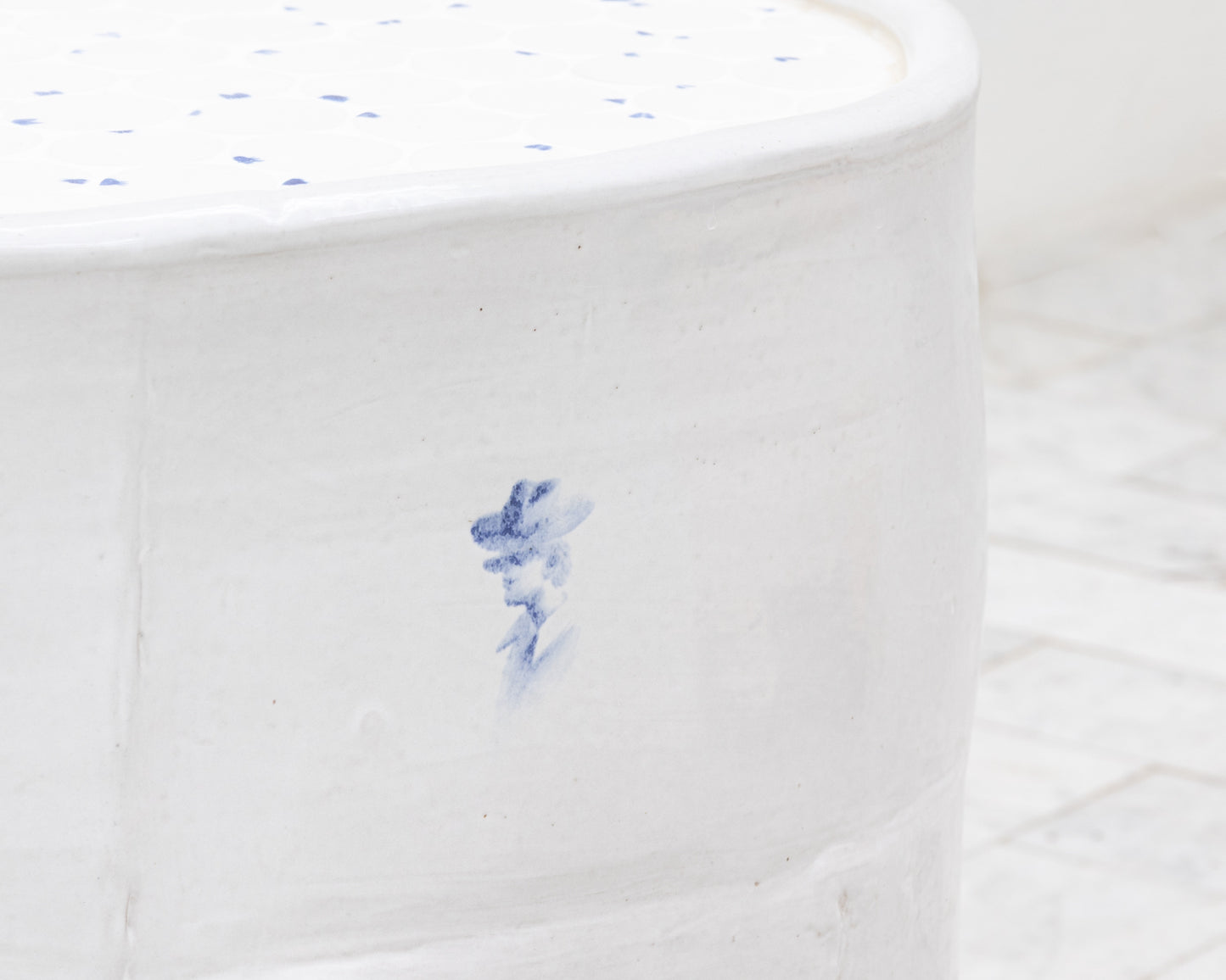 DALE BLONE SIDE TABLE - 21" H, HAND-PAINTED CERAMIC, HAND MADE TILE