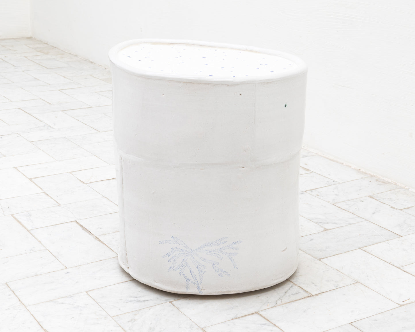 DALE BLONE SIDE TABLE - 21" H, HAND-PAINTED CERAMIC, HAND MADE TILE